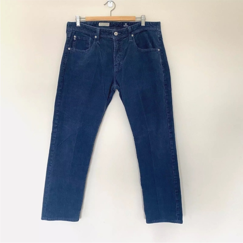 AG Adriano Goldschmied Matchbox Slim Straight Pants Mens 36X30 Navy Corduroy
